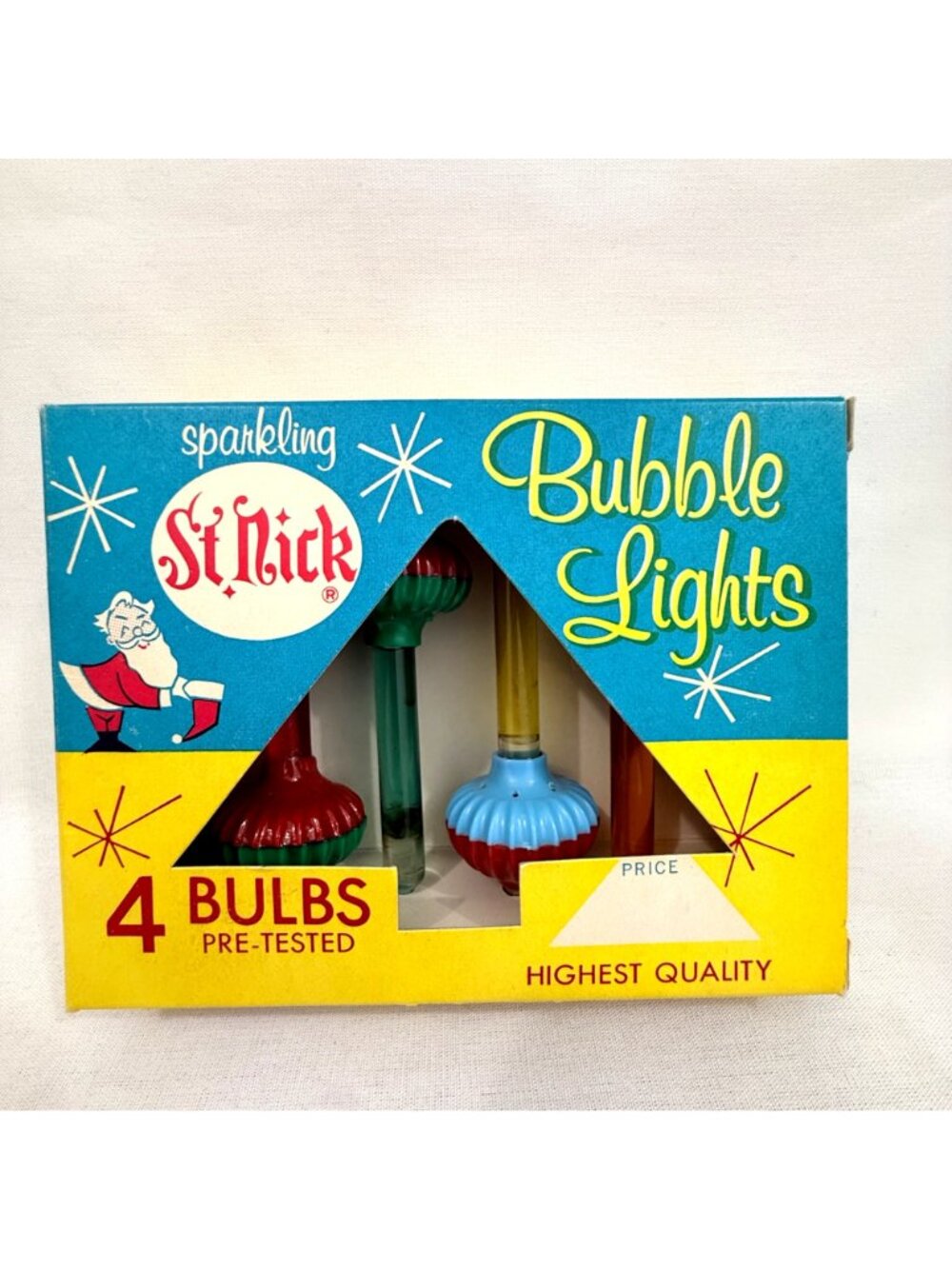 Bubble Lights St. Nick NOMA Set Of 4 Christmas Bulbs In Original Box Working - Picture 3 of 14